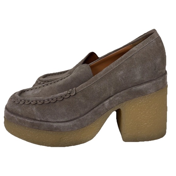 Marc Fisher Lina Platform Loafer Size 11 Suede Tan Slip On Shoes Academia Preppy - Picture 2 of 16